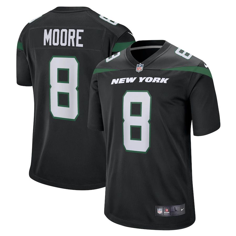 Men New York Jets #8 Elijah Moore Nike Black Game NFL Jersey